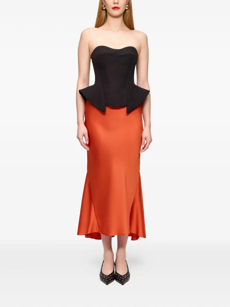 V:PM ATELIER  Terra satin fishtail midi skirt
