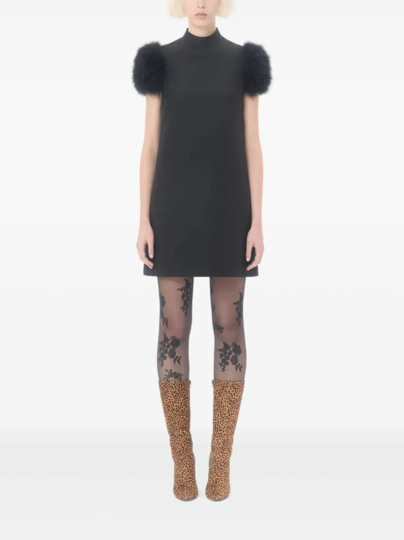 Valentino Garavani  Crepe Couture feather mini dress