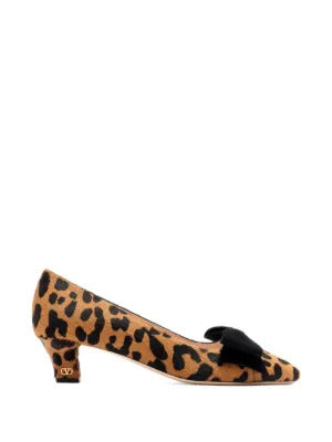 Valentino Garavani suede-trimmed leopard-print calf hair pumps