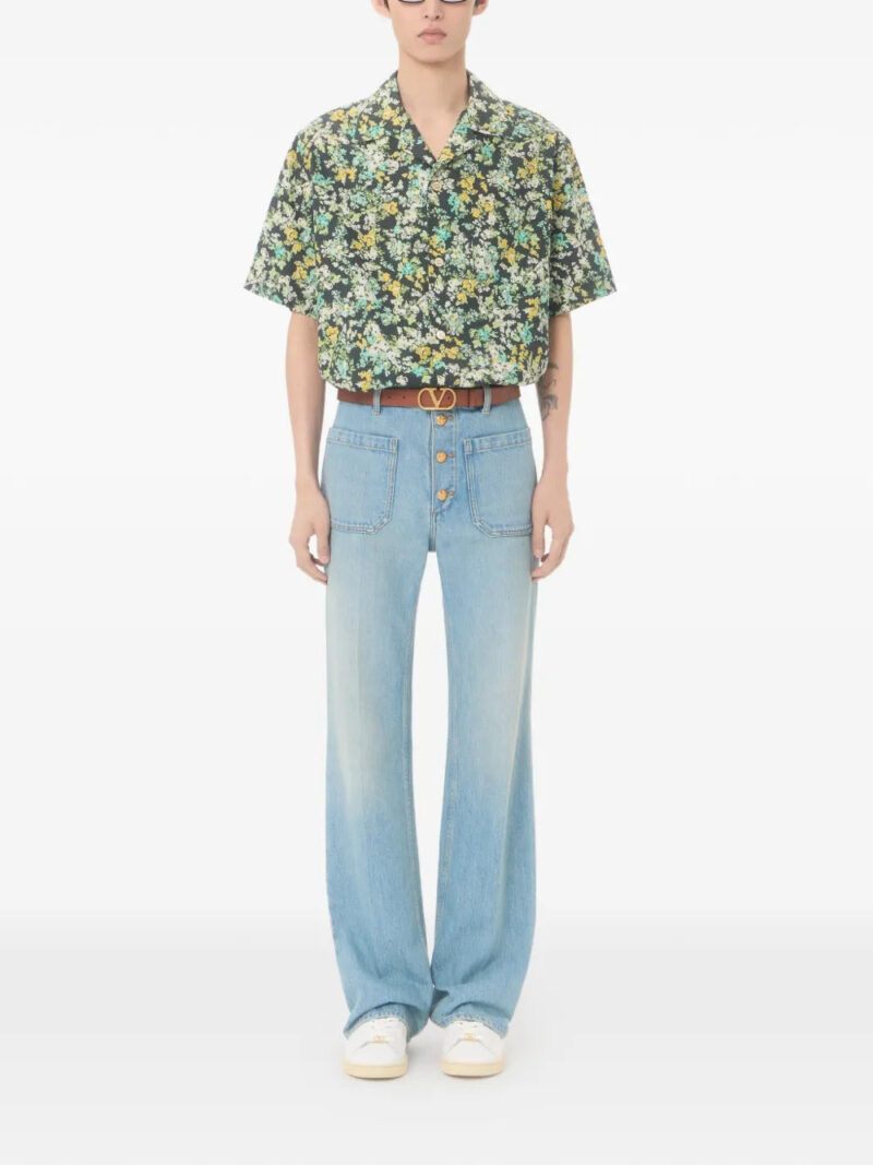 Valentino Garavani  Valentino cotton poplin bowling shirt with Papier Floral print