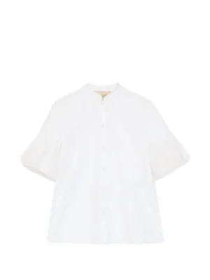 Valentino Garavani  embroidered pleated-sleeve shirt