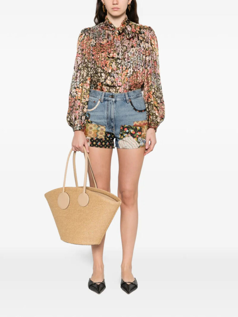 Valentino Garavani  pussy-bow floral-print shirt