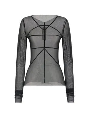 Rick Owens  geometric-stitching asymmetric-neck  T-shirt