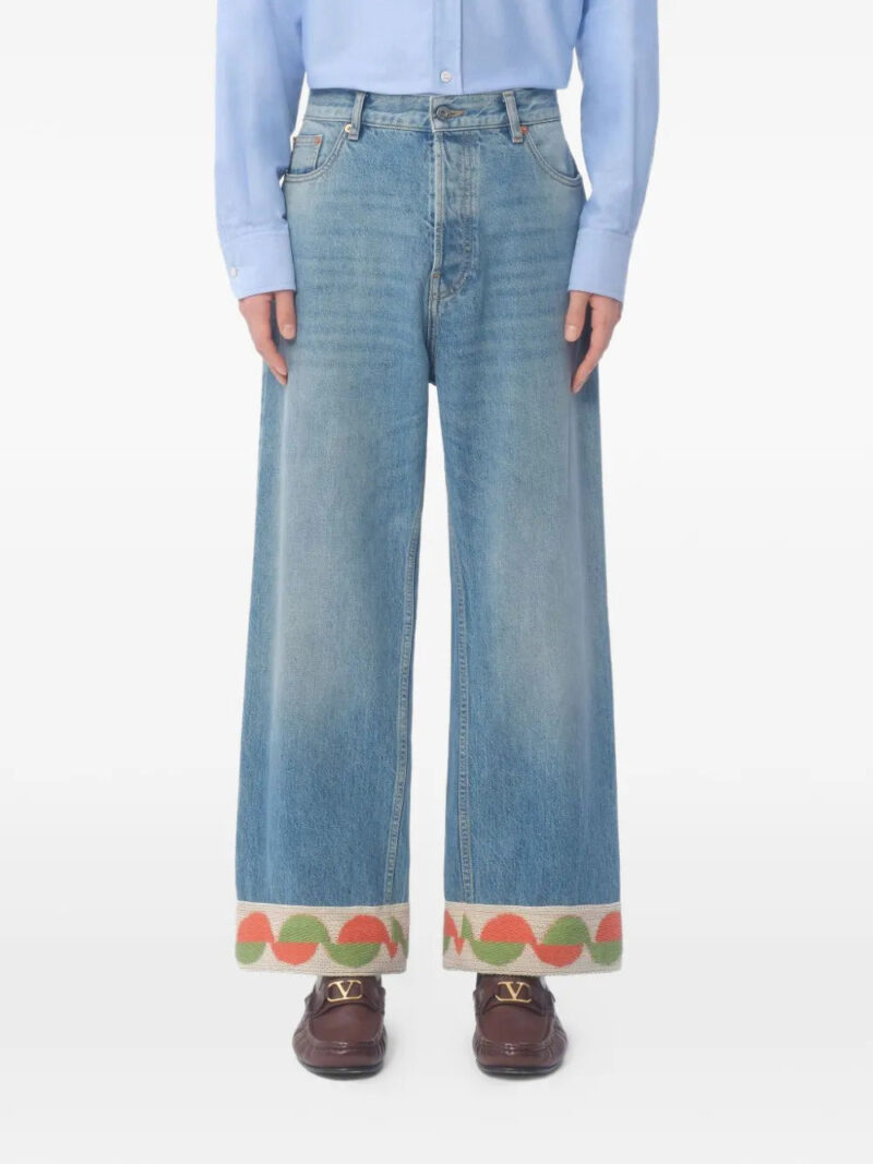 Valentino Garavani  jacquard-hem jeans