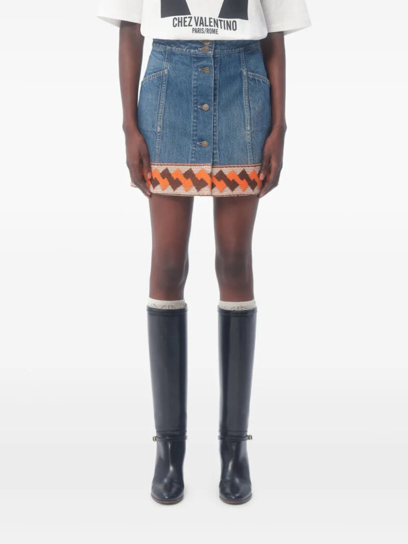 Valentino Garavani  jacquard-trim mini skirt