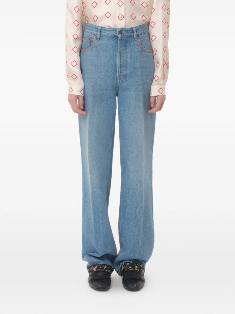 Valentino Garavani  floral-trim jeans