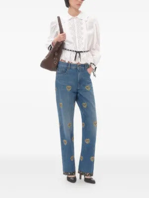 Valentino Garavani  heart-embossed jeans