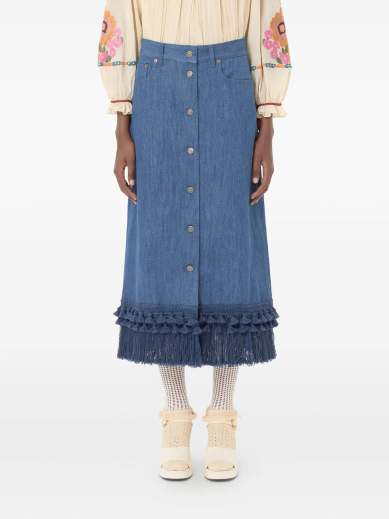 Valentino Garavani  frayed-hem skirt