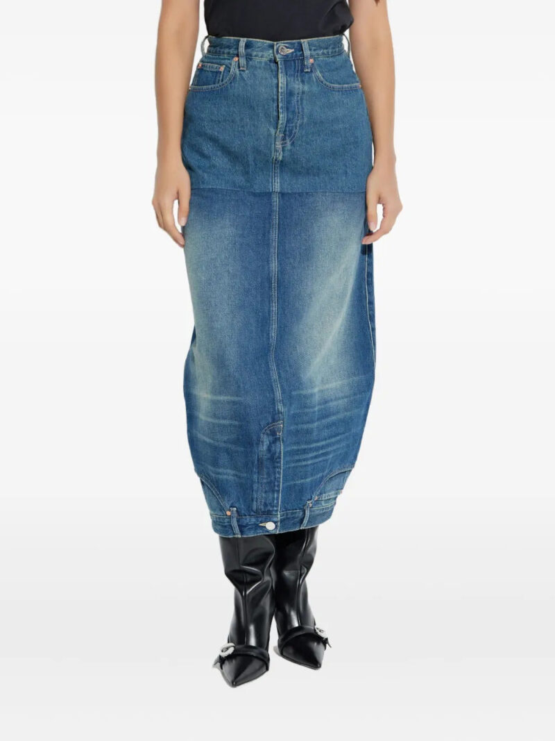 VETEMENTS  upside-down denim midi skirt