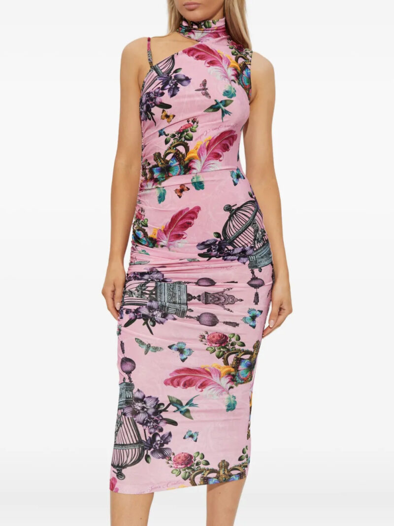Versace Jeans Couture  birdcage-print high-neck midi dress