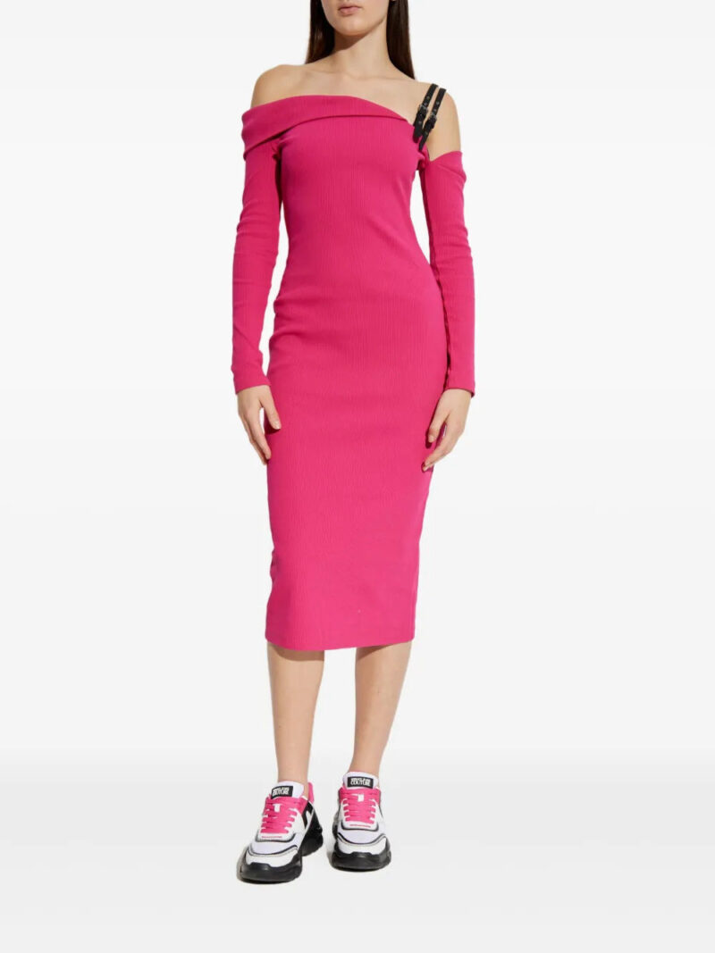 Versace Jeans Couture off-shoulder buckle midi dress
