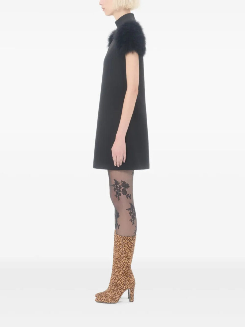 Valentino Garavani  Crepe Couture feather mini dress
