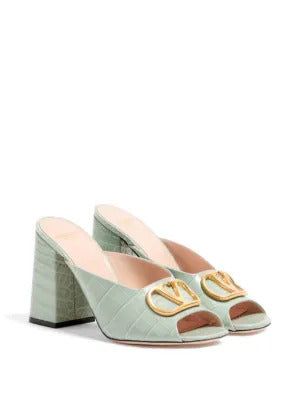 Valentino Garavani  VLogo Signature Slide Sandals In Printed Calfskin 95MM