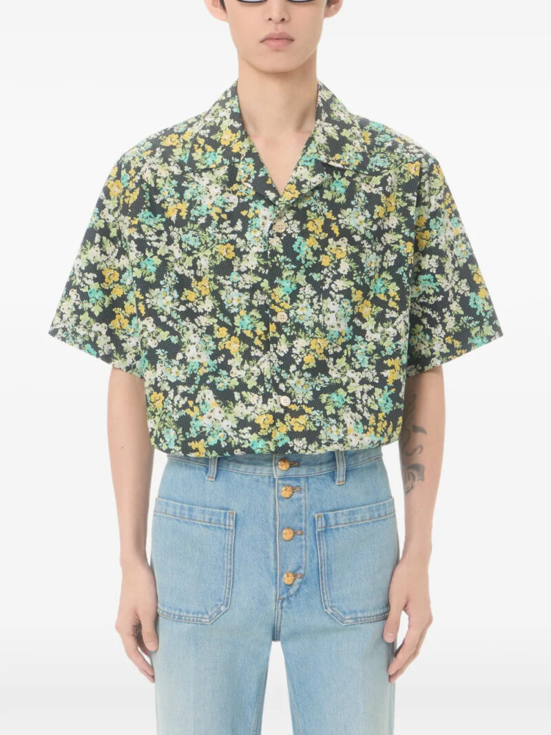 Valentino Garavani  Valentino cotton poplin bowling shirt with Papier Floral print