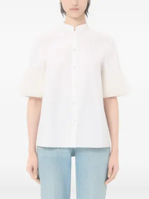 Valentino Garavani  embroidered pleated-sleeve shirt