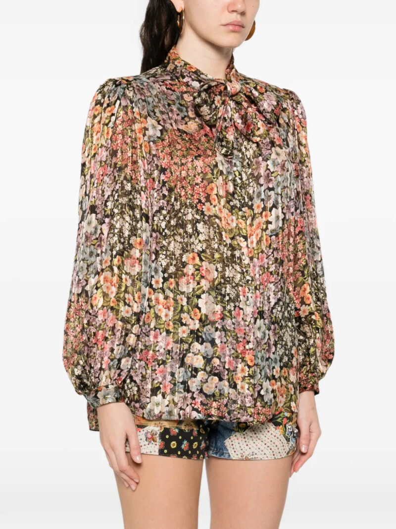 Valentino Garavani  pussy-bow floral-print shirt