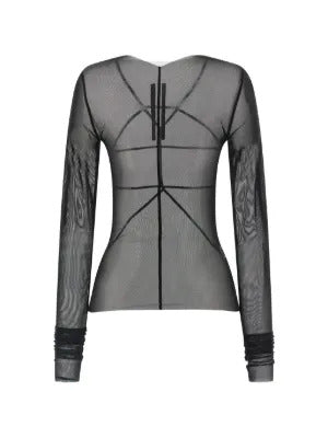 Rick Owens  geometric-stitching asymmetric-neck  T-shirt