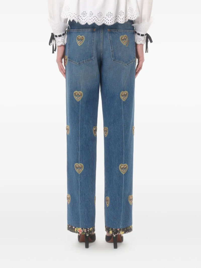Valentino Garavani denim pants with heart embroidery
