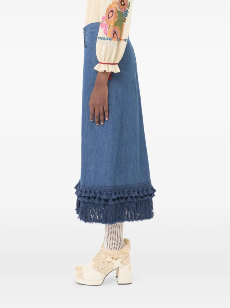 Valentino Garavani  frayed-hem skirt