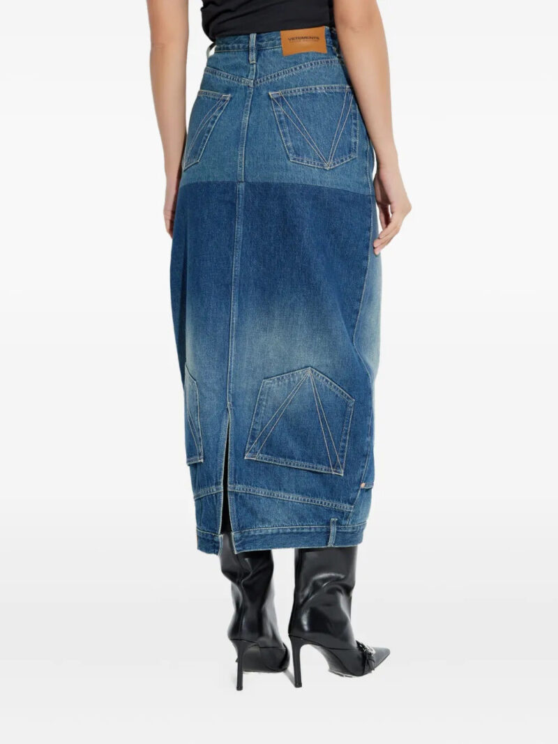 VETEMENTS  upside-down denim midi skirt
