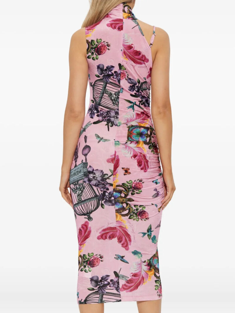Versace Jeans Couture  birdcage-print high-neck midi dress