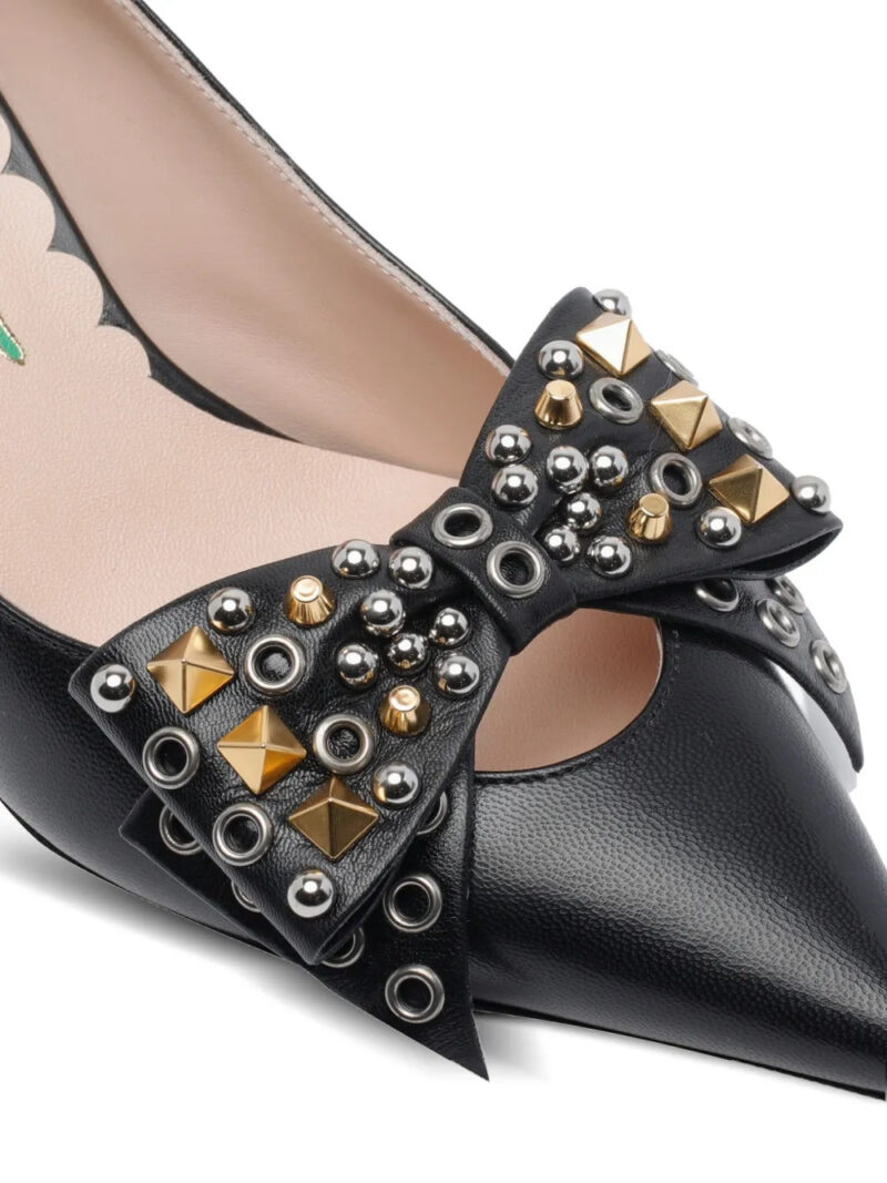 Valentino Garavani  65mm studded-bow pumps