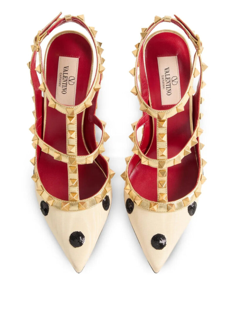 Valentino Garavani Rockstud pumps with plus de pois embroidery