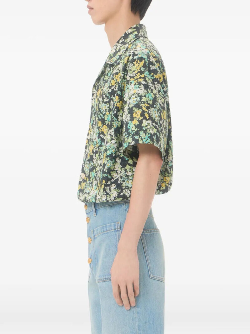 Valentino Garavani  Valentino cotton poplin bowling shirt with Papier Floral print