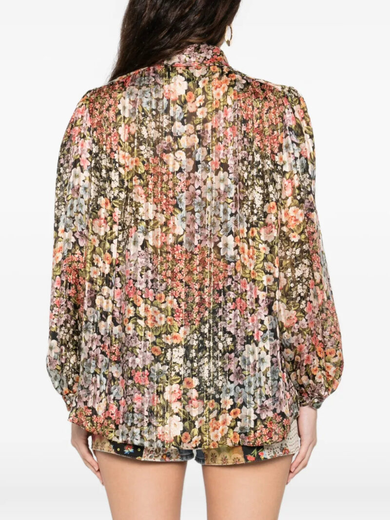 Valentino Garavani  pussy-bow floral-print shirt