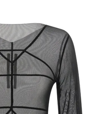 Rick Owens  geometric-stitching asymmetric-neck  T-shirt