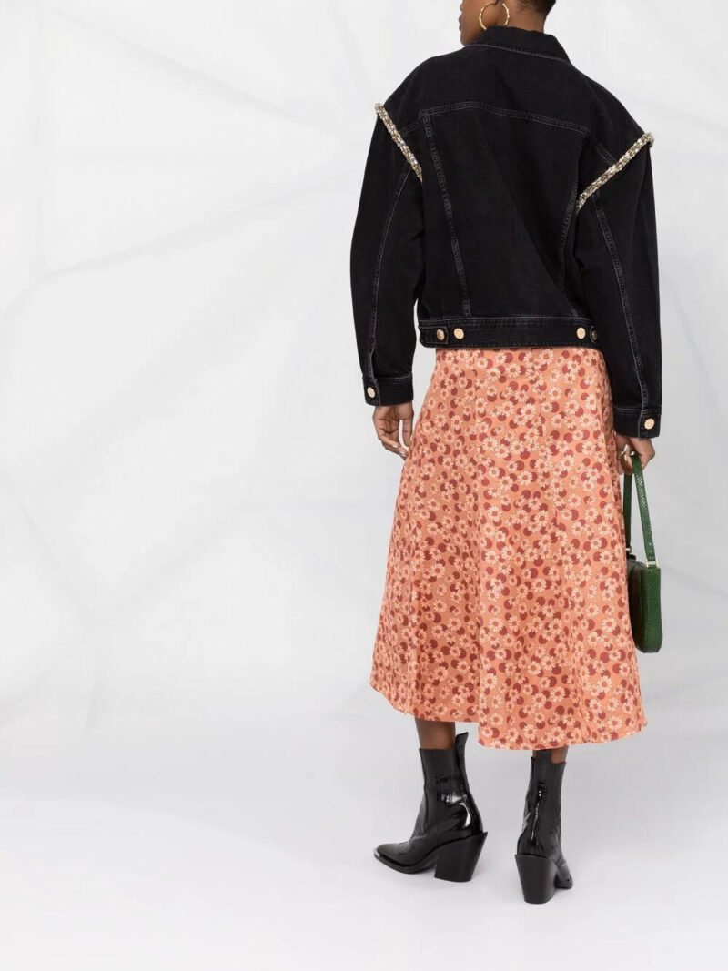 SANDRO crystal-embellished denim jacket