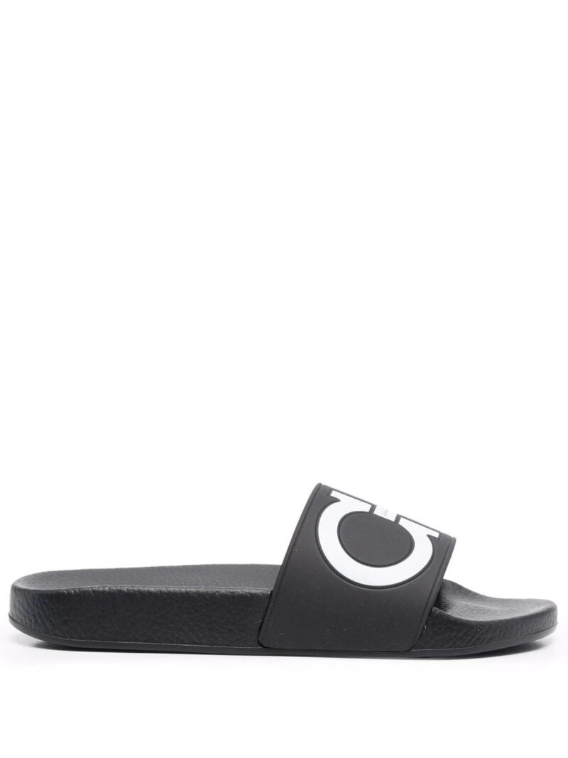Ferragamo  Gancini-print open-toe slides