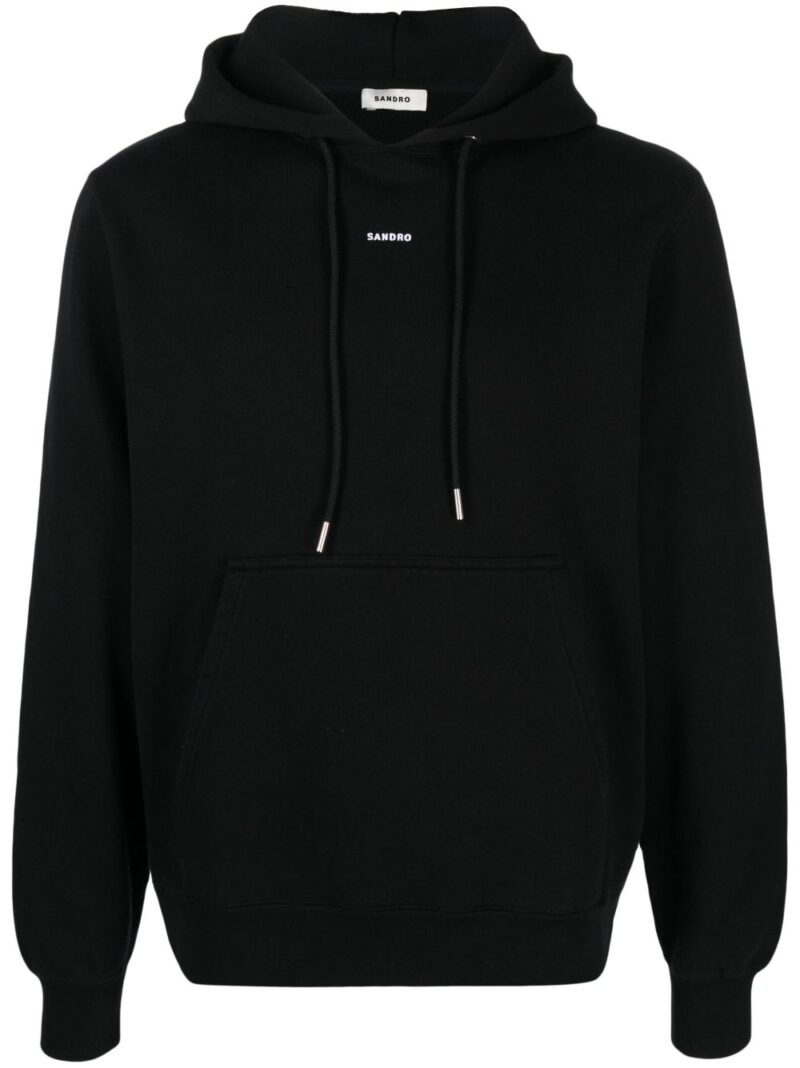 SANDRO  logo-print organic cotton hoodie