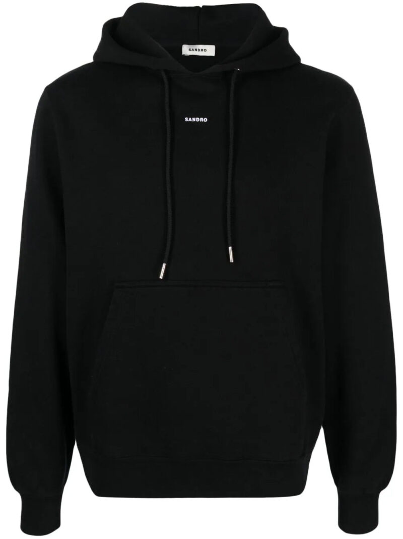 SANDRO  logo-print organic cotton hoodie