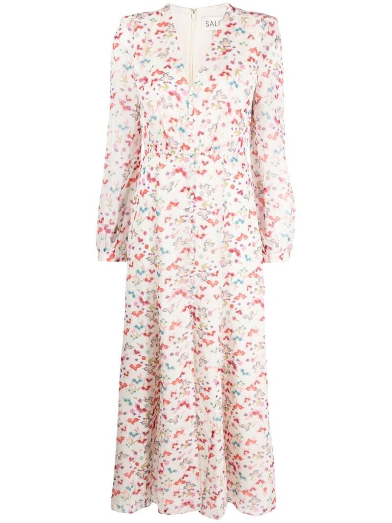 Saloni  Annabel long-sleeved midi dress