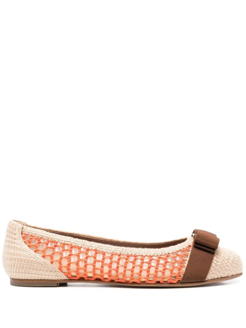 Ferragamo  bow-detail interwoven ballerina shoes