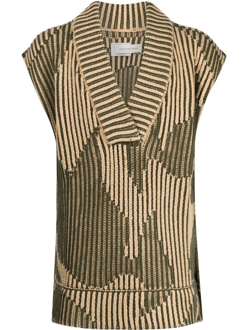 Feng Chen Wang  purl-knit V-neck vest