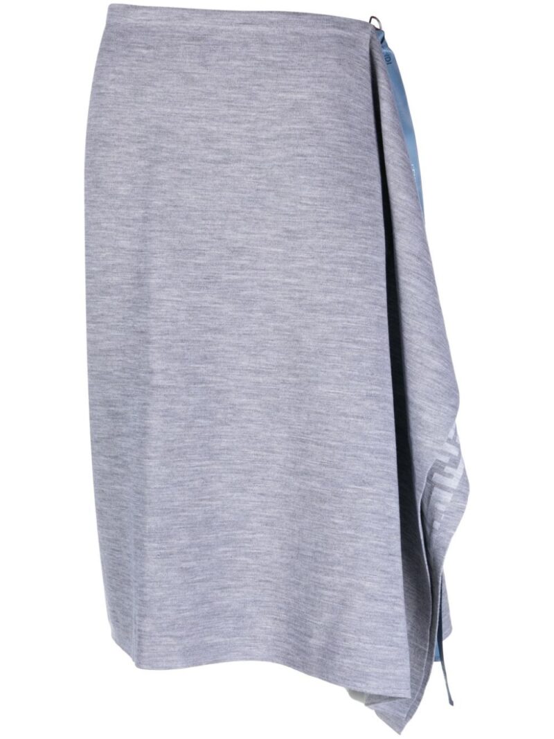 FENDI  logo-pattern wrap midi skirt