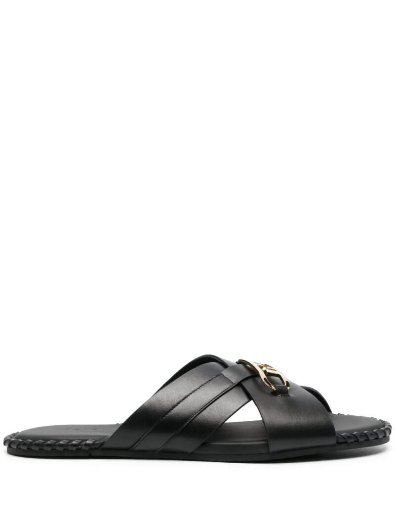 FENDI  Fendi O’Lock leather slides