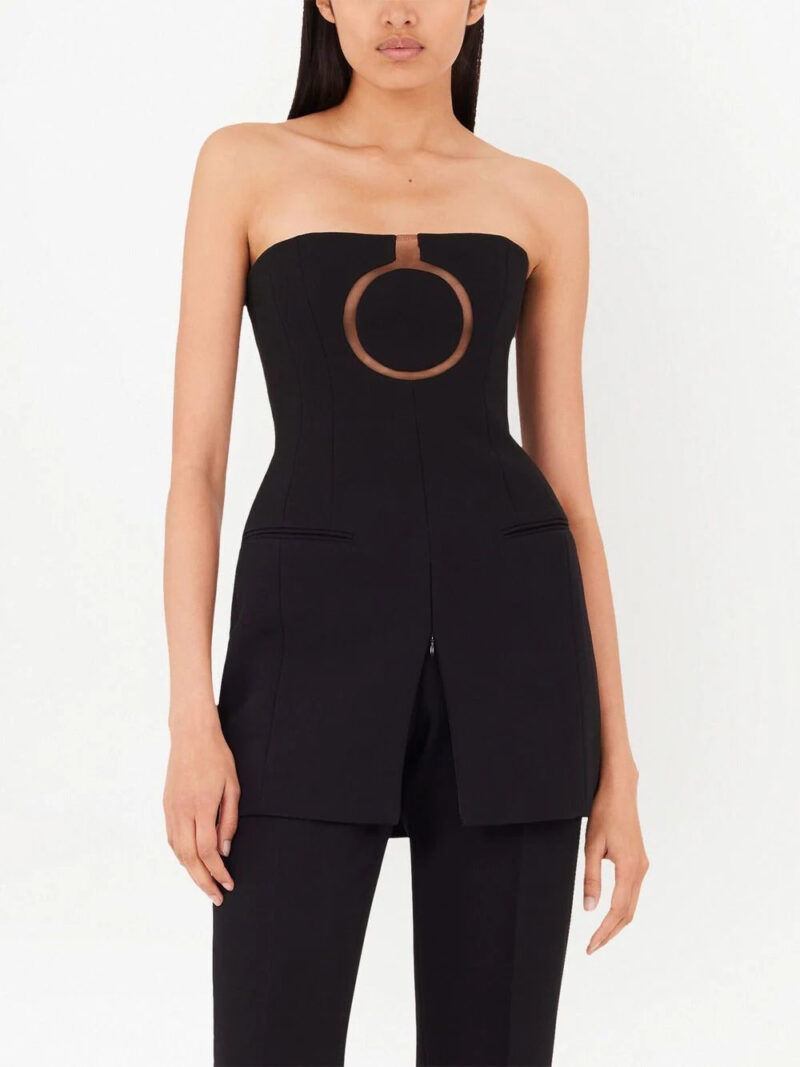 Ferragamo  circle-print strapless fitted top