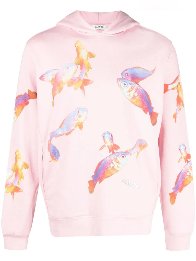 SANDRO  goldfish-print cotton hoodie
