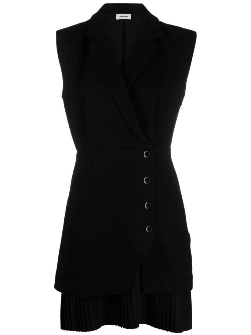 SANDRO  Alexandrie pleated tweed wrap dress
