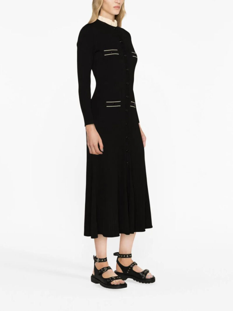 SANDRO  ribbed-knit flared midi dress