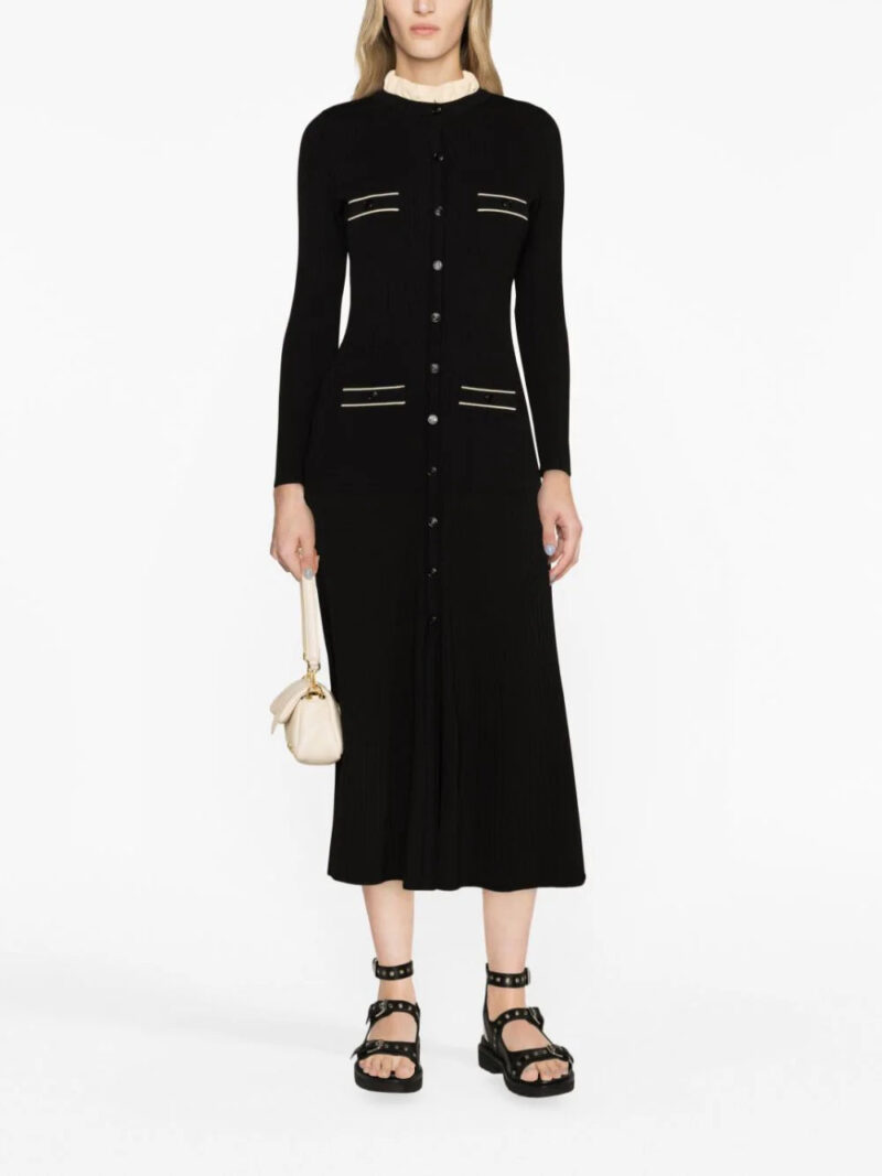 SANDRO  ribbed-knit flared midi dress