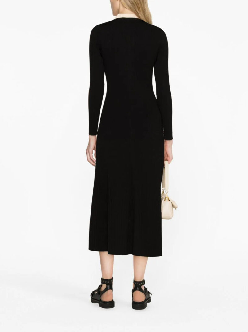 SANDRO  ribbed-knit flared midi dress