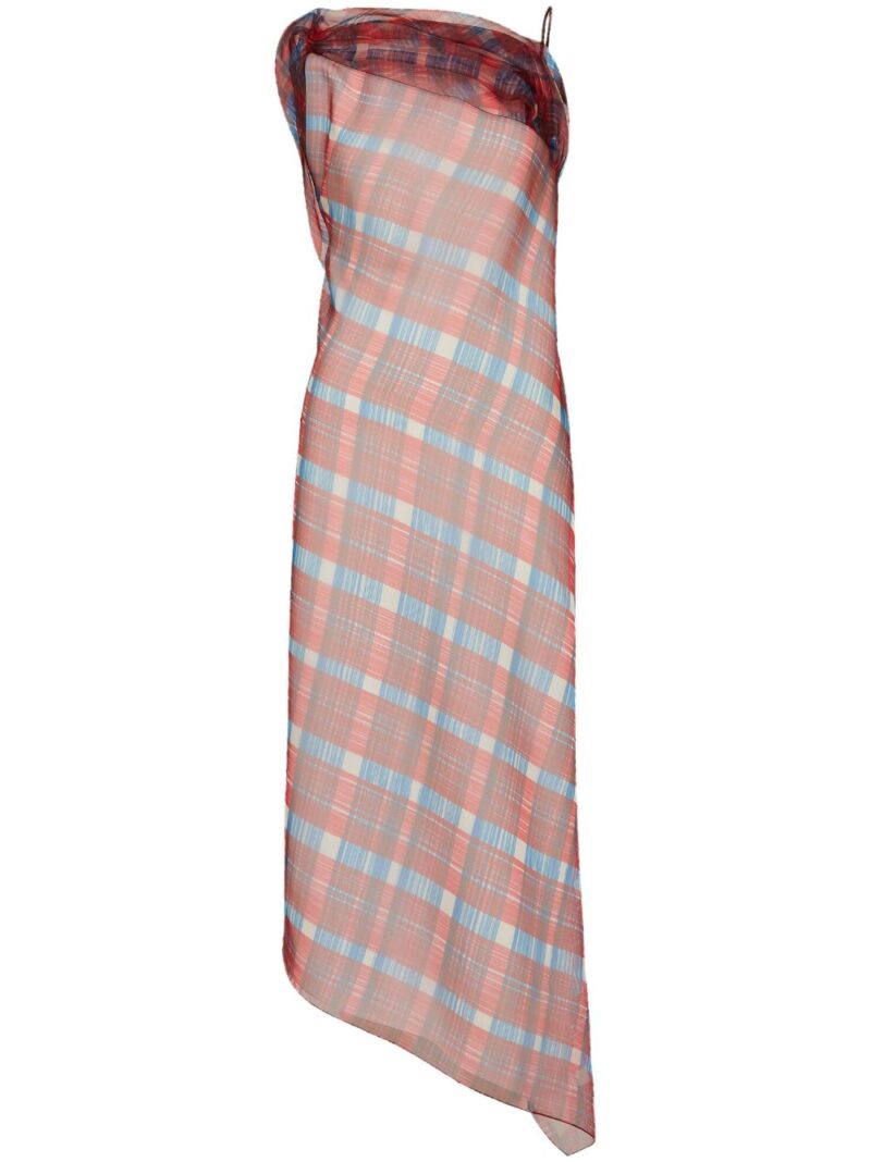 Ferragamo  asymmetric-hem plaid organza dress