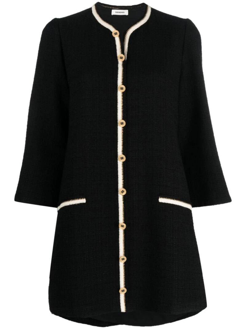 SANDRO  Eva tweed long-sleeve minidress