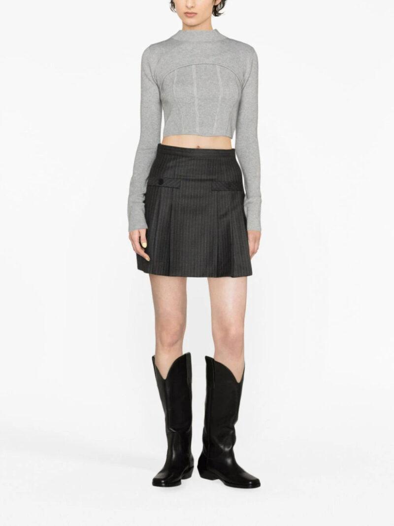 SANDRO pinstripe pleated skirt