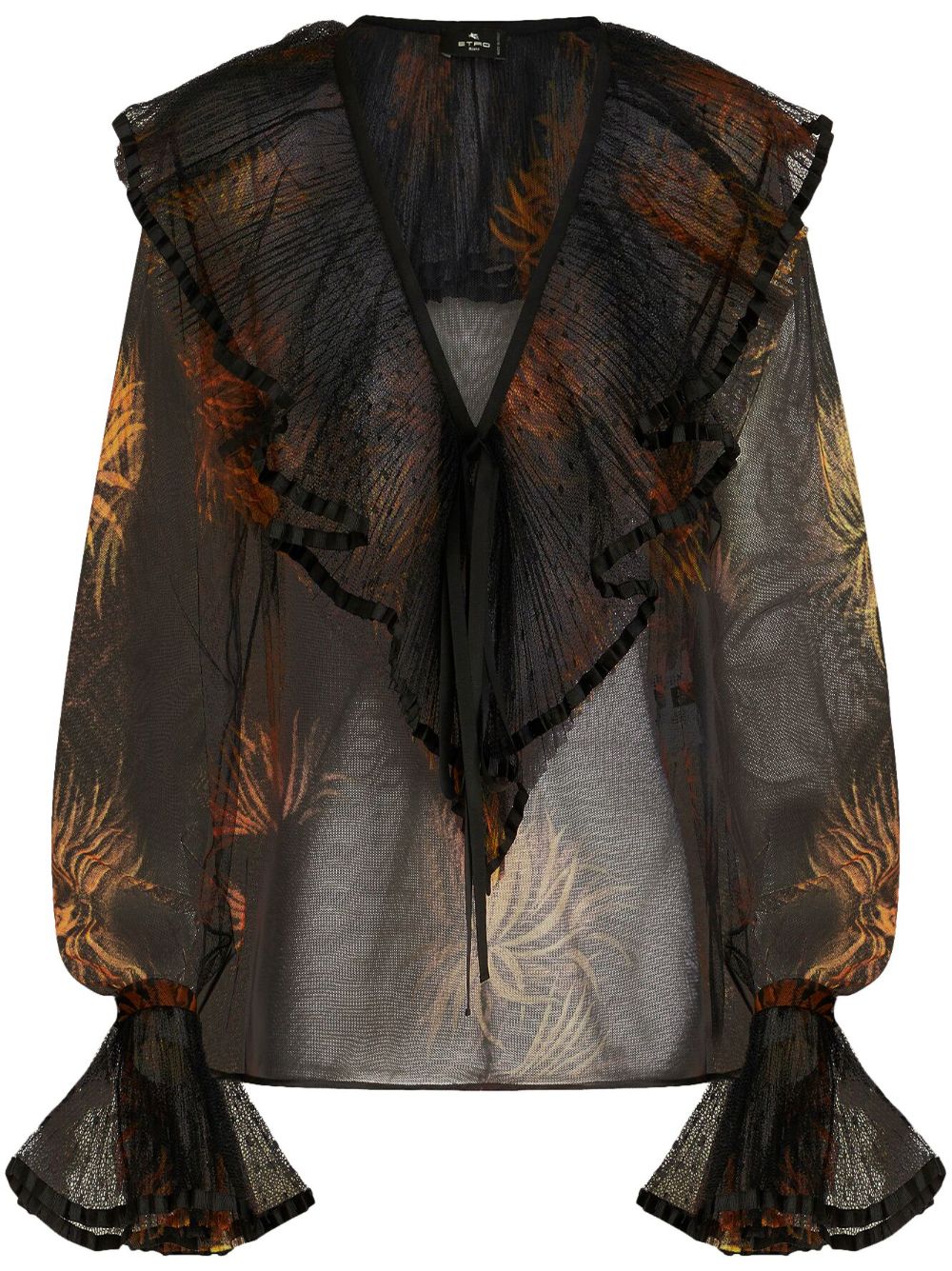 ETRO pleated ruffled-trim blouse