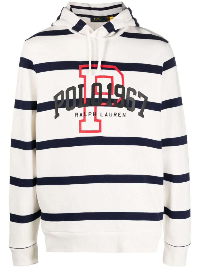 Polo Ralph Lauren  logo-print striped cotton hoodie